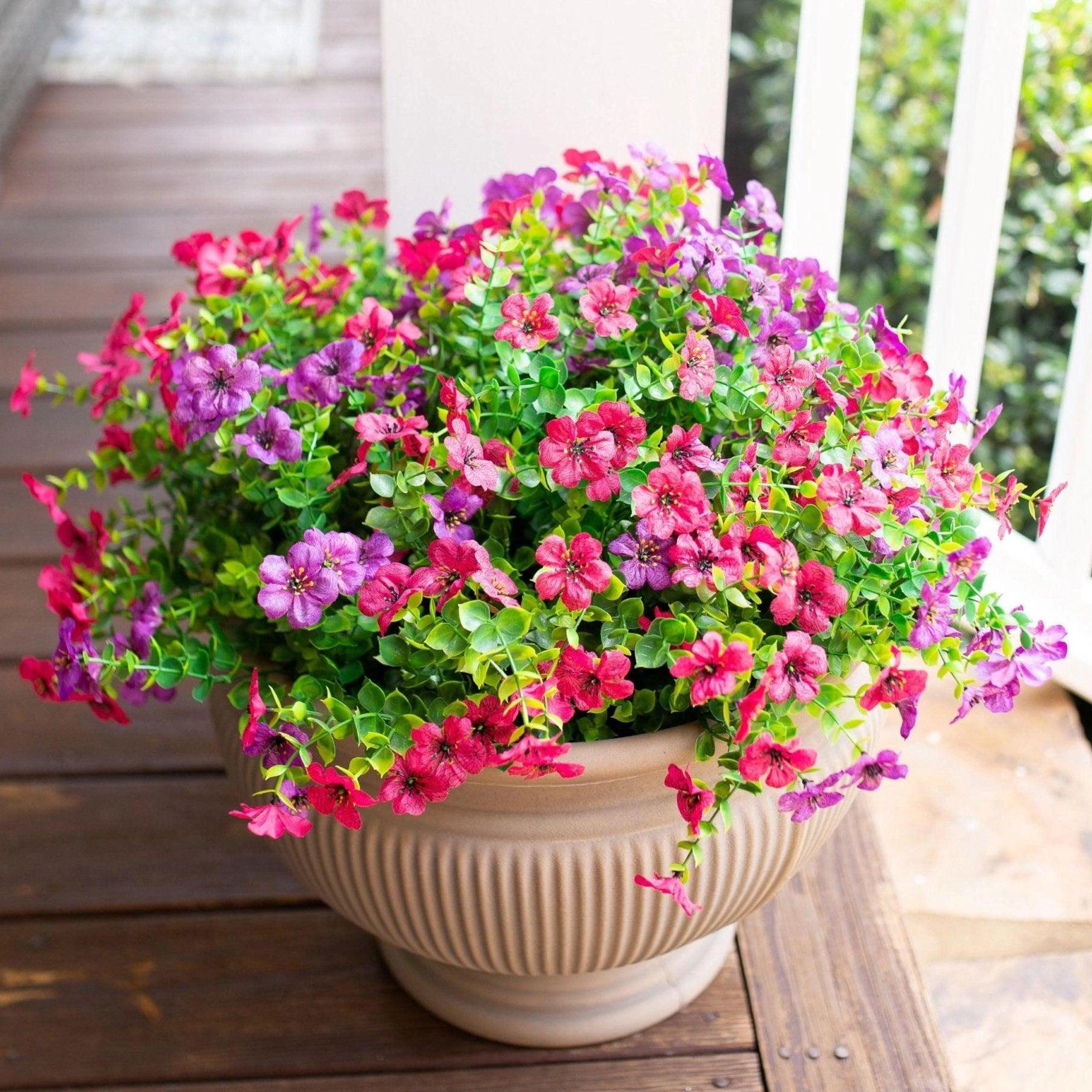 Faux Silk Daisy Flowers With Eucalyptus Stem - 14" inches- Mix Color - HyeFlora