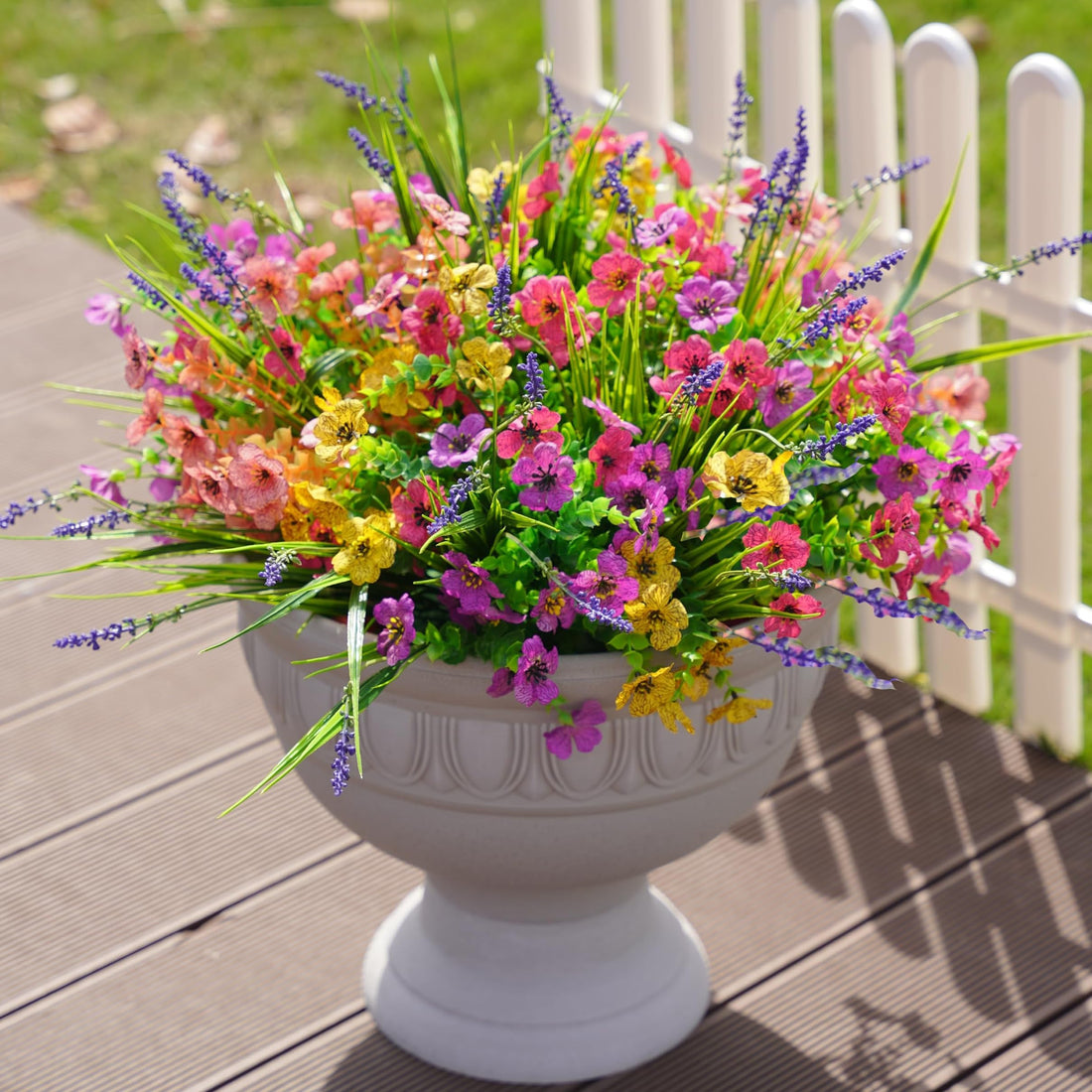 12 PCS Outdoor Artificial Flower Eucalyptus Daisy Lavender Mix Color