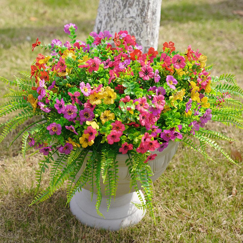 Silk Daisy Flowers on Eucalyptus Stems with Artificial Fern Accents - 14" - HyeFlora