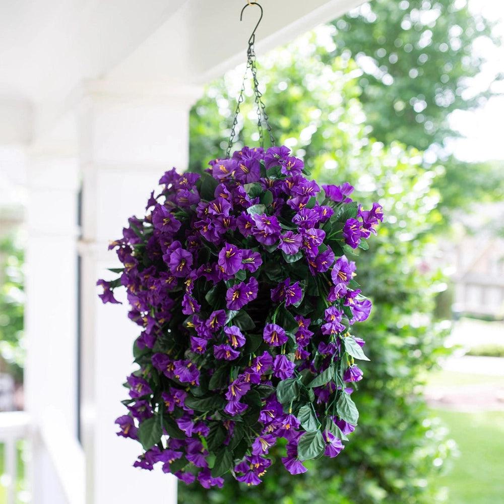 artificial plants for hanging Silk Morning Glory Artificial Hanging Flowers and Plants Outdoor Decor Collections