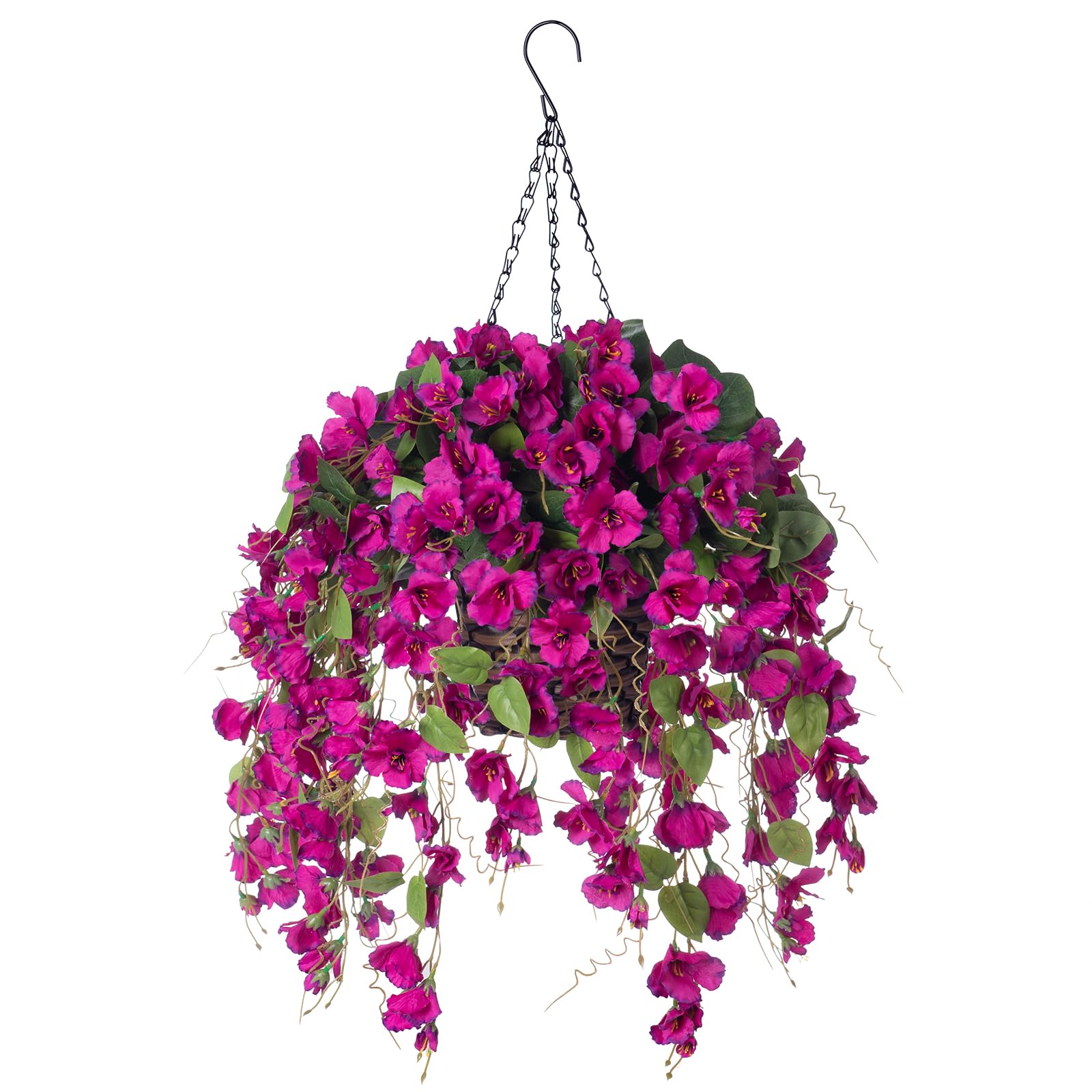 Outdoor UV resistance artificial flowers Faux Hibiscus Hanging Basket - 20.5" - purple