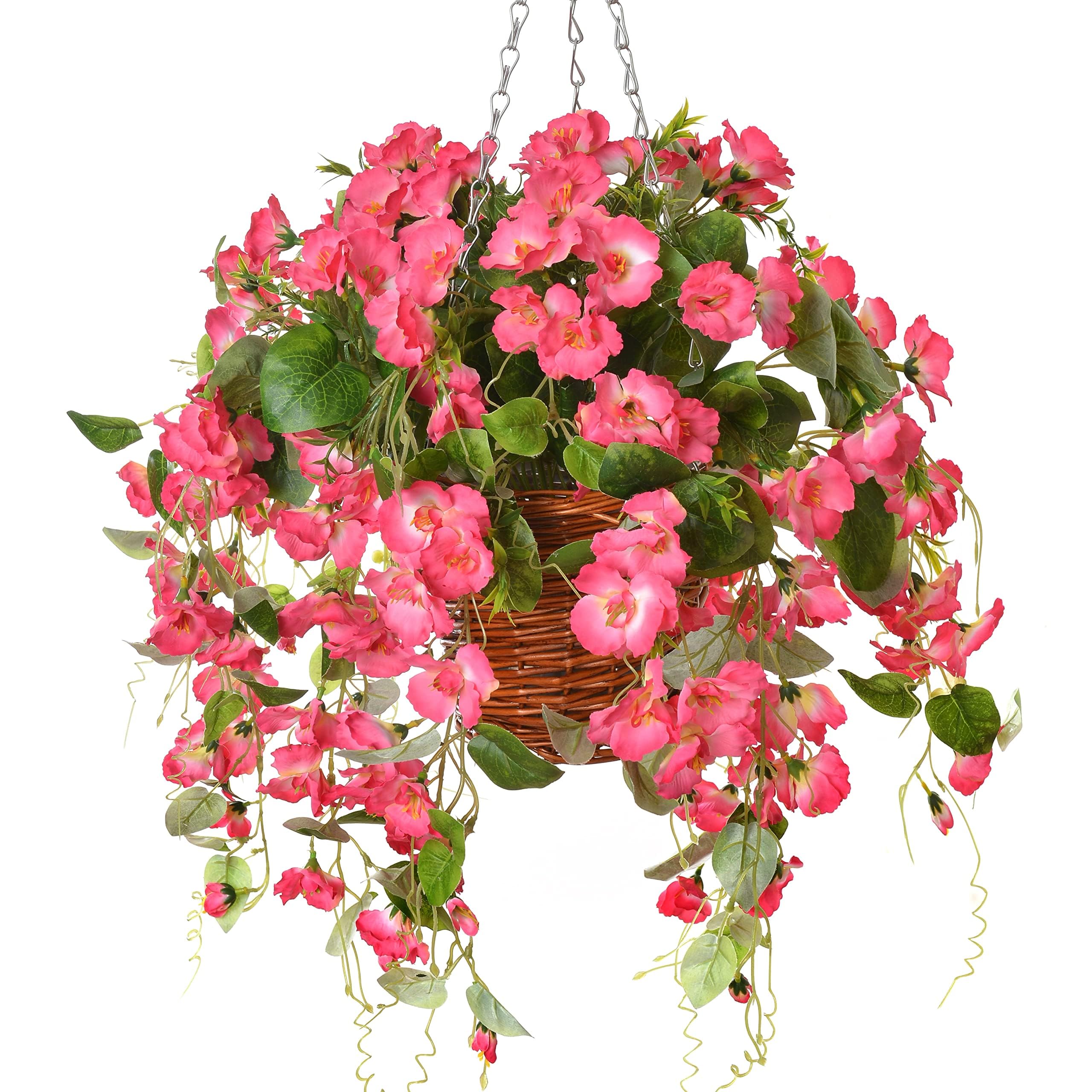 Outdoor UV resistance artificial flowers Faux Hibiscus Hanging Basket - 20.5" - pink