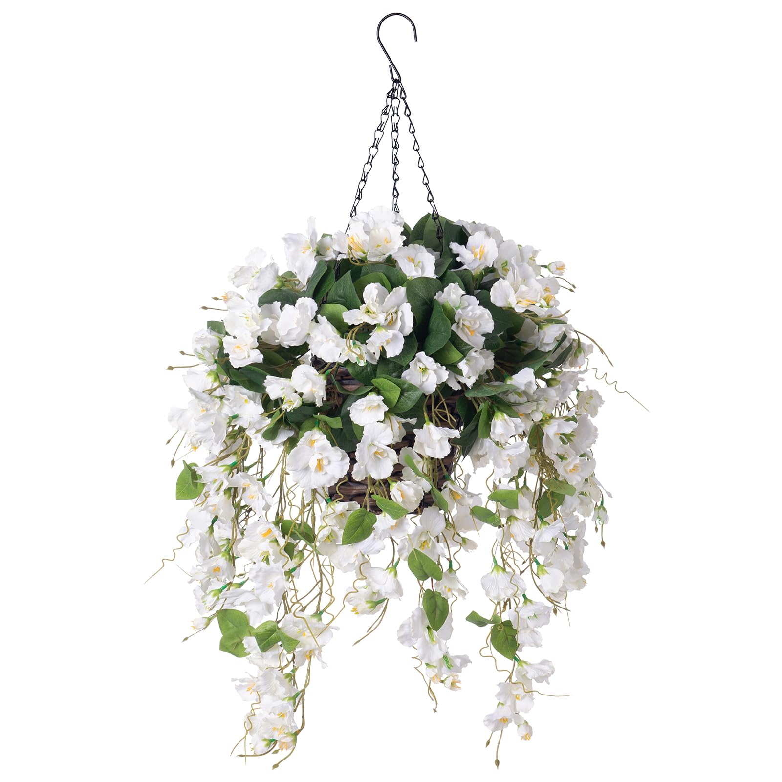 Outdoor UV resistance artificial flowers Faux Hibiscus Hanging Basket - 20.5" - white