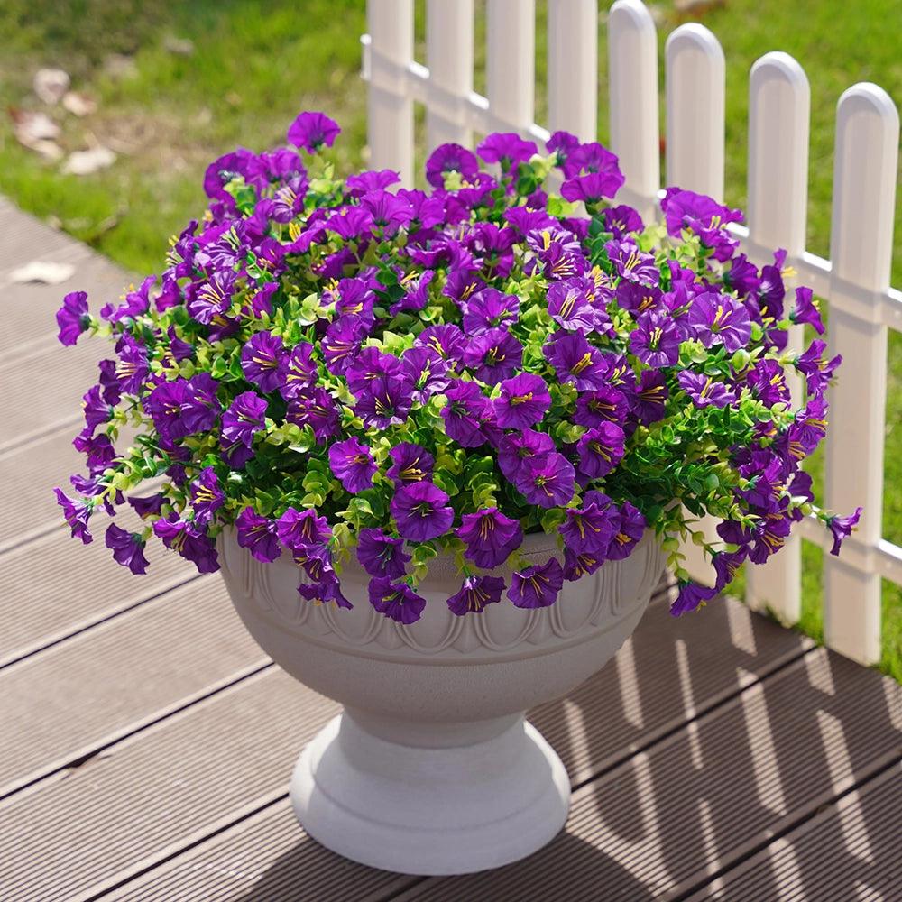 Silk Morning Glory With Eucalyptus Stems - 15‘’ - HyeFlora