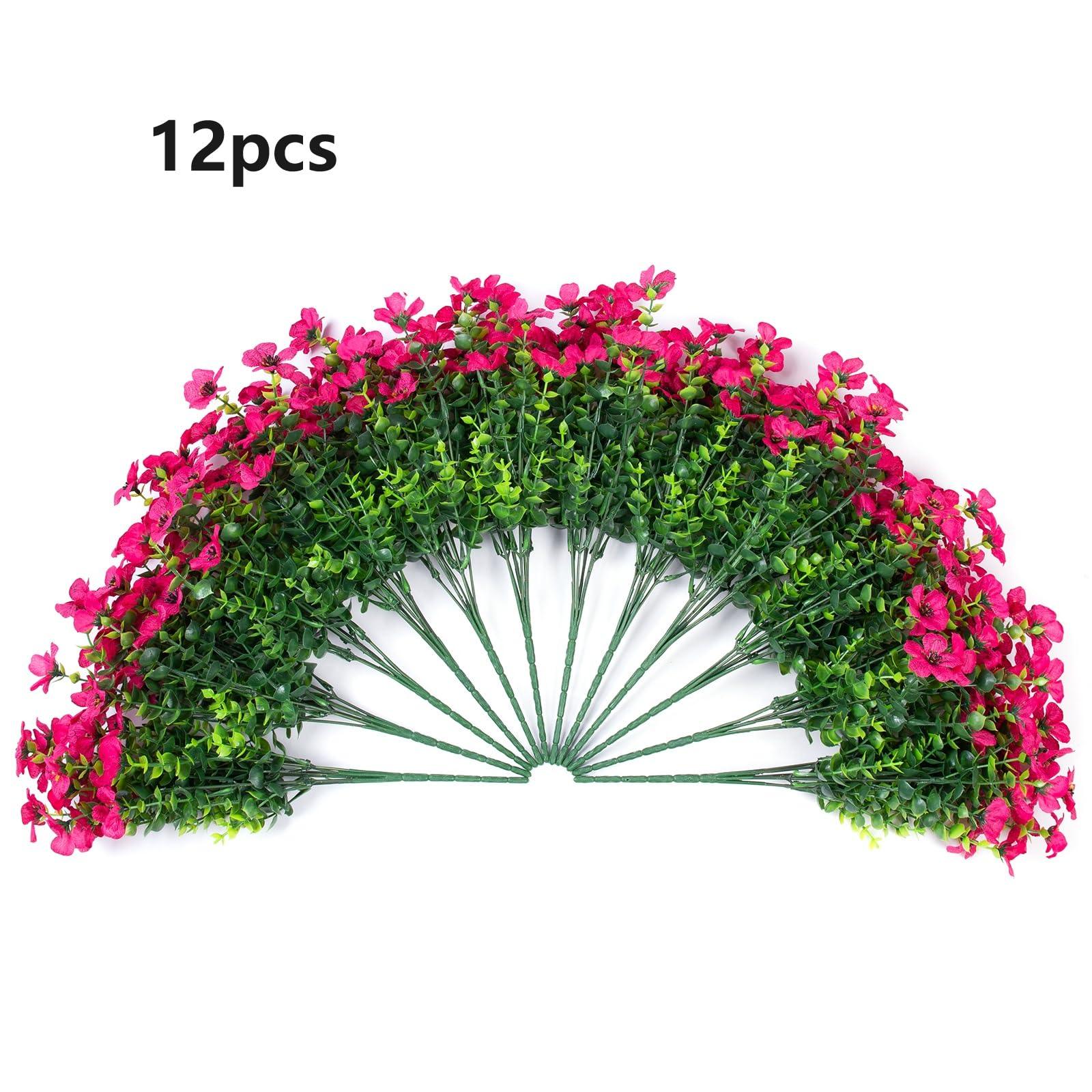 14" Silk Daisy with Eucalyptus 12 Bundles in Rose Red - HyeFlora