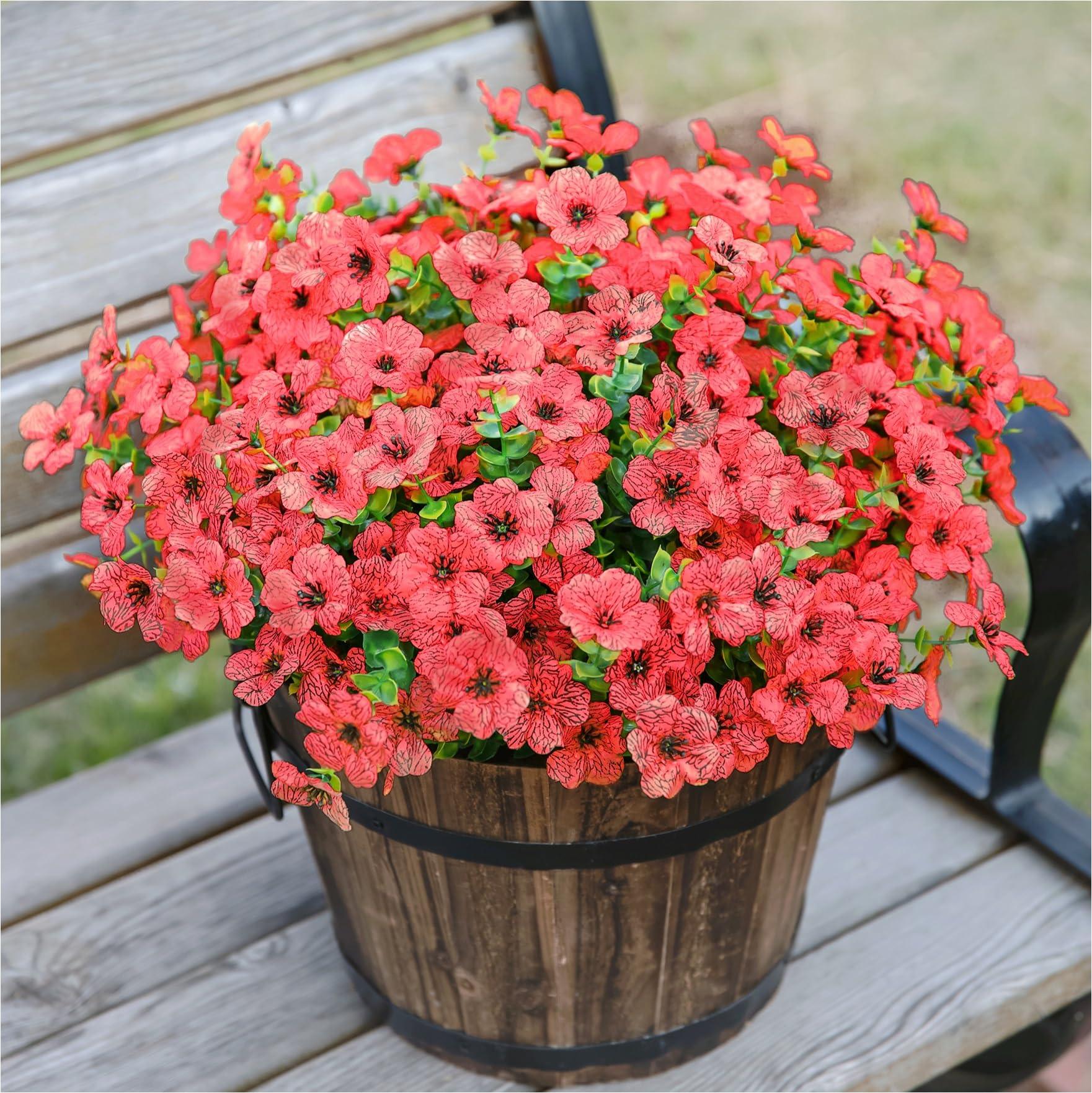 14" Silk Daisy with Eucalyptus 12 Bundles- Red - HyeFlora