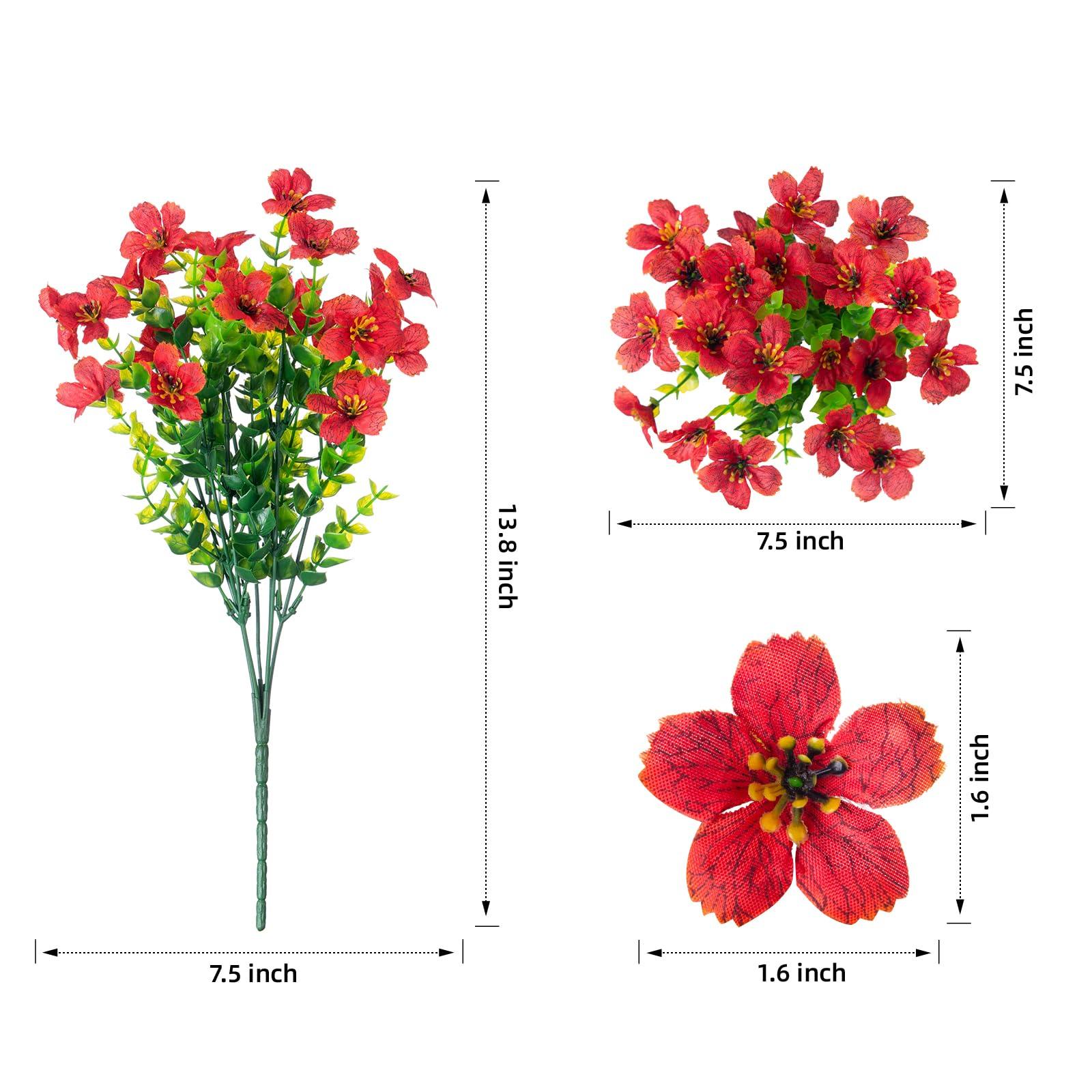 14" Silk Daisy with Eucalyptus 12 Bundles- Red Blue - HyeFlora