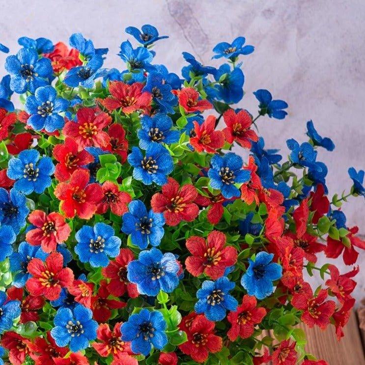 14" Silk Daisy with Eucalyptus 12 Bundles- Red Blue - HyeFlora