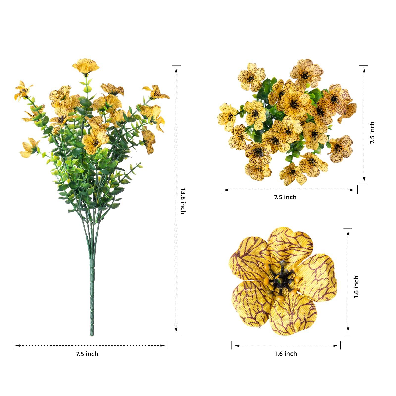 14" Silk Daisy with Eucalyptus 12 Bundles- Yellow - HyeFlora