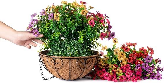 16" Artificial Daisy Mums with Hanging Basket- 4 Mix Color - HyeFlora