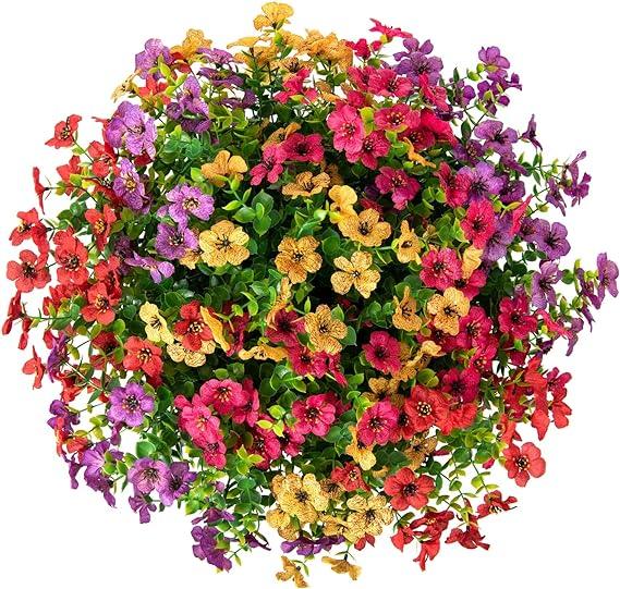 16" Artificial Daisy Mums with Hanging Basket- 4 Mix Color - HyeFlora