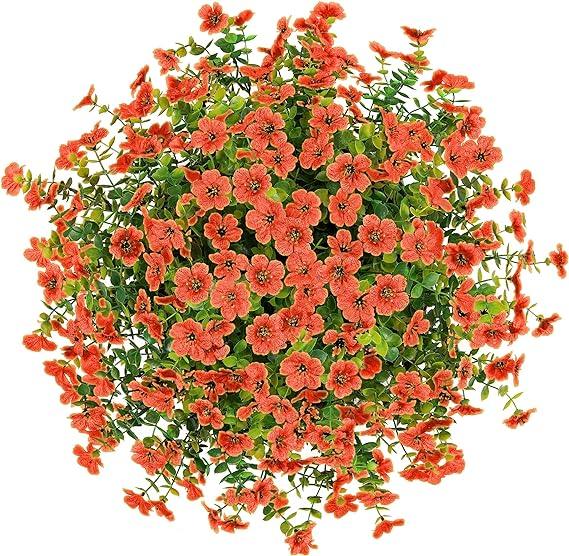 16" Artificial Daisy Mums with Hanging Basket- Orange - HyeFlora