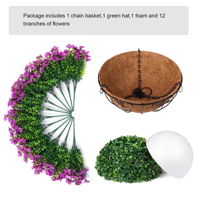 16" Artificial Daisy Mums with Hanging Basket- Purple - HyeFlora