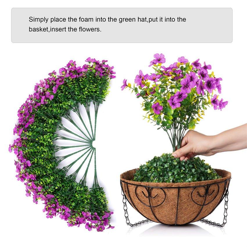 16" Artificial Daisy Mums with Hanging Basket- Purple - HyeFlora