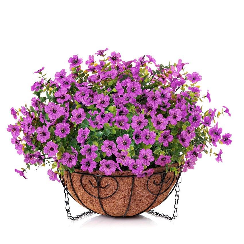 16" Artificial Daisy Mums with Hanging Basket- Purple - HyeFlora