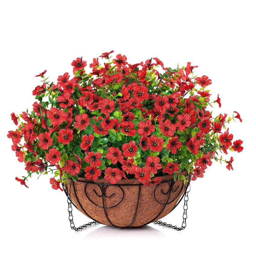 16" Artificial Daisy Mums with Hanging Basket- Red - HyeFlora