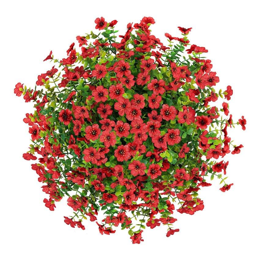 16" Artificial Daisy Mums with Hanging Basket- Red - HyeFlora