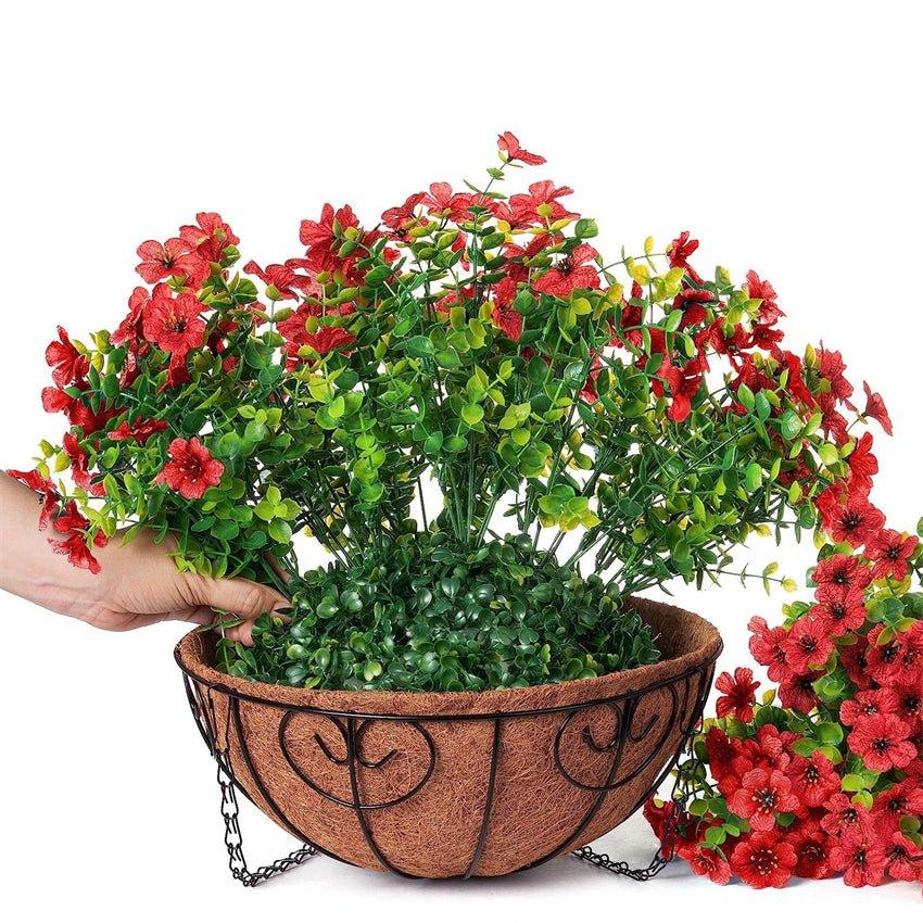 16" Artificial Daisy Mums with Hanging Basket- Red - HyeFlora