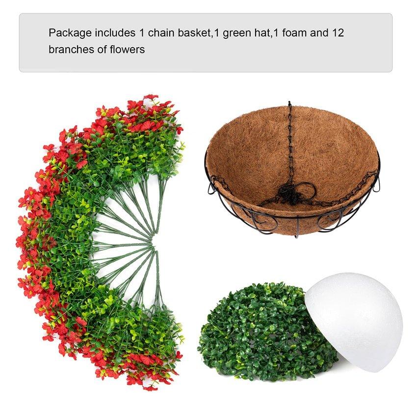 16" Artificial Daisy Mums with Hanging Basket- Red - HyeFlora