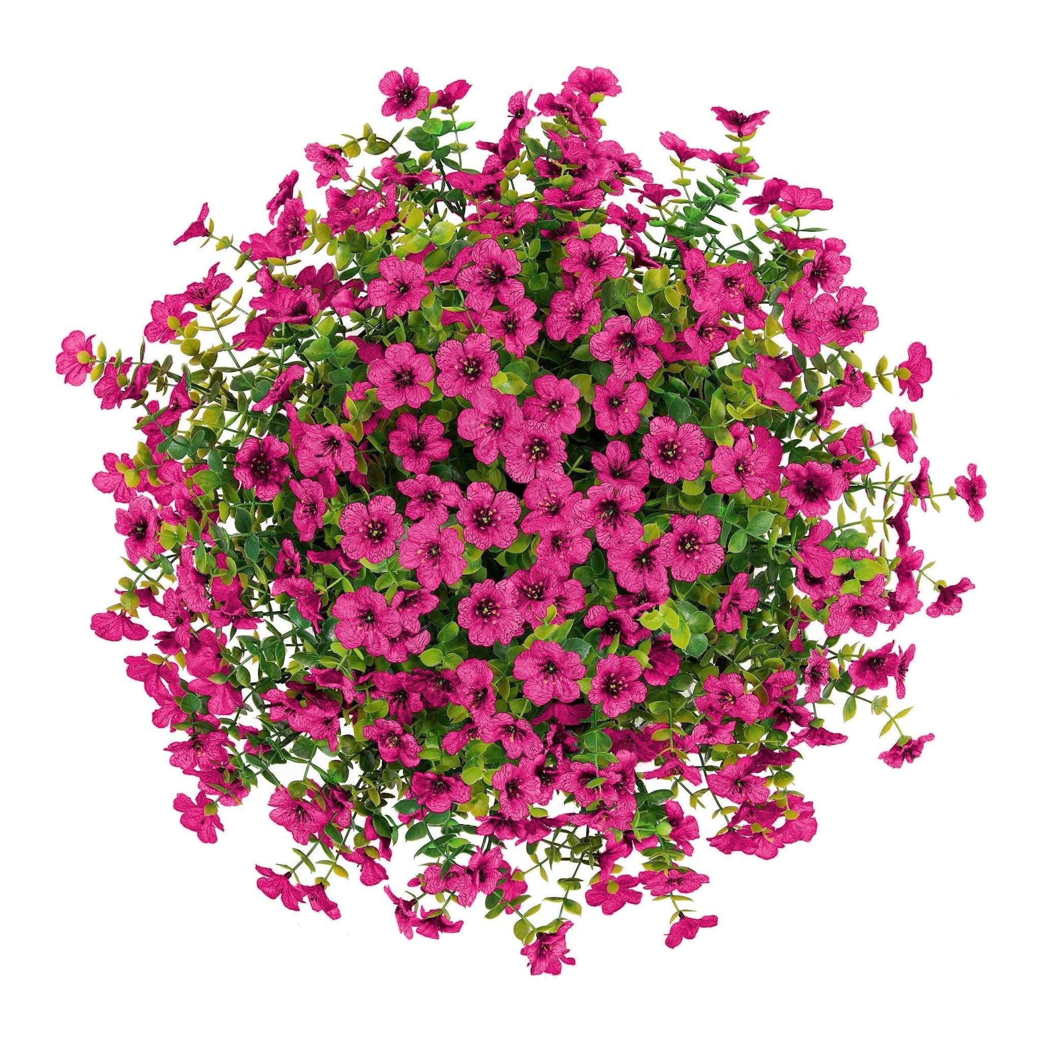 16" Artificial Daisy Mums with Hanging Basket- Rose Red - HyeFlora