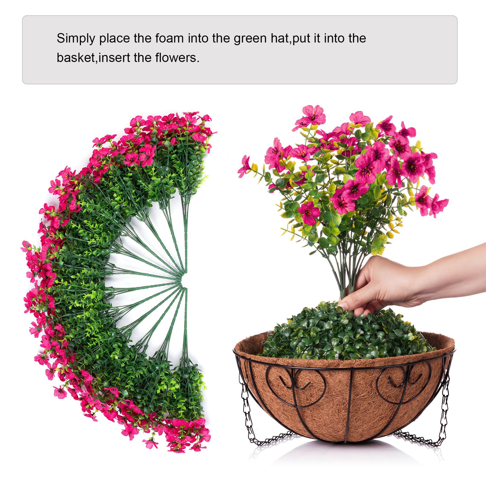 16" Artificial Daisy Mums with Hanging Basket- Rose Red - HyeFlora