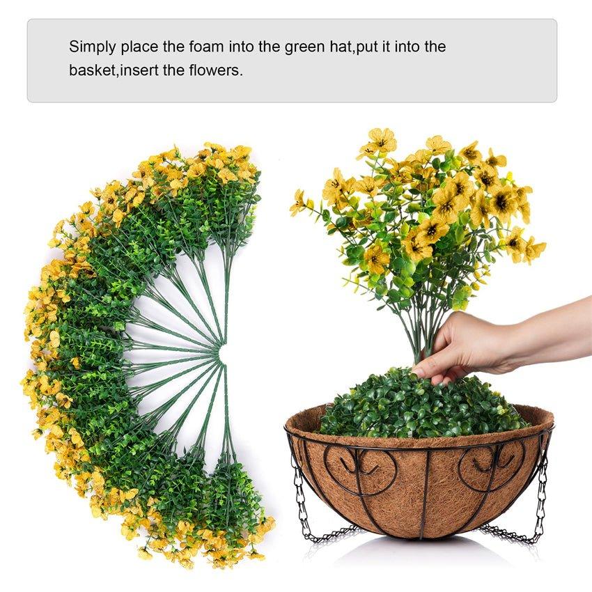 16" Artificial Daisy Mums with Hanging Basket- Yellow - HyeFlora