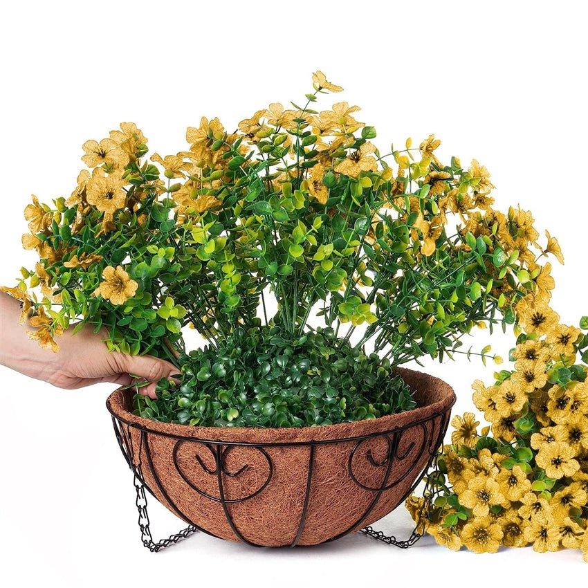16" Artificial Daisy Mums with Hanging Basket- Yellow - HyeFlora