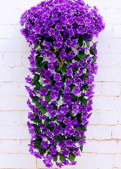 19" Faux Silk Morning Glory Vines 2PCS - Purple - HyeFlora