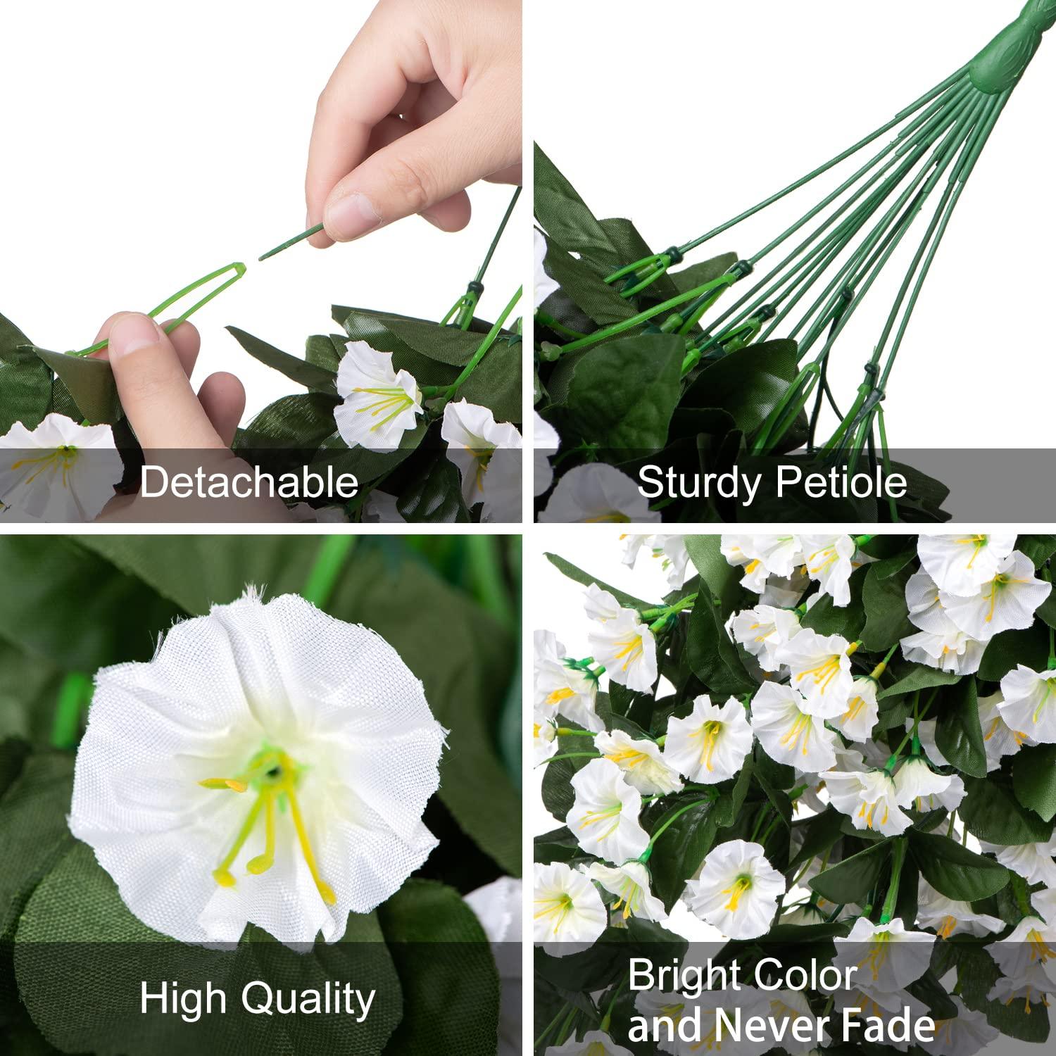 19"Faux Silk Morning Glory Vines 2PCS - White - HyeFlora