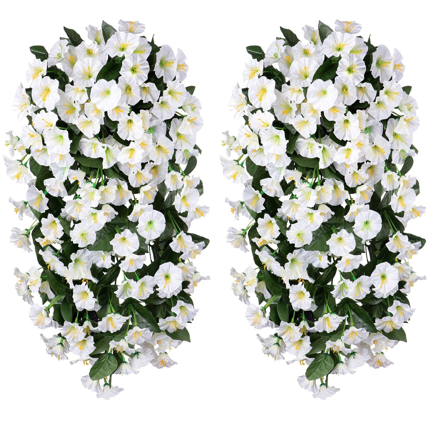 19"Faux Silk Morning Glory Vines 2PCS - White - HyeFlora