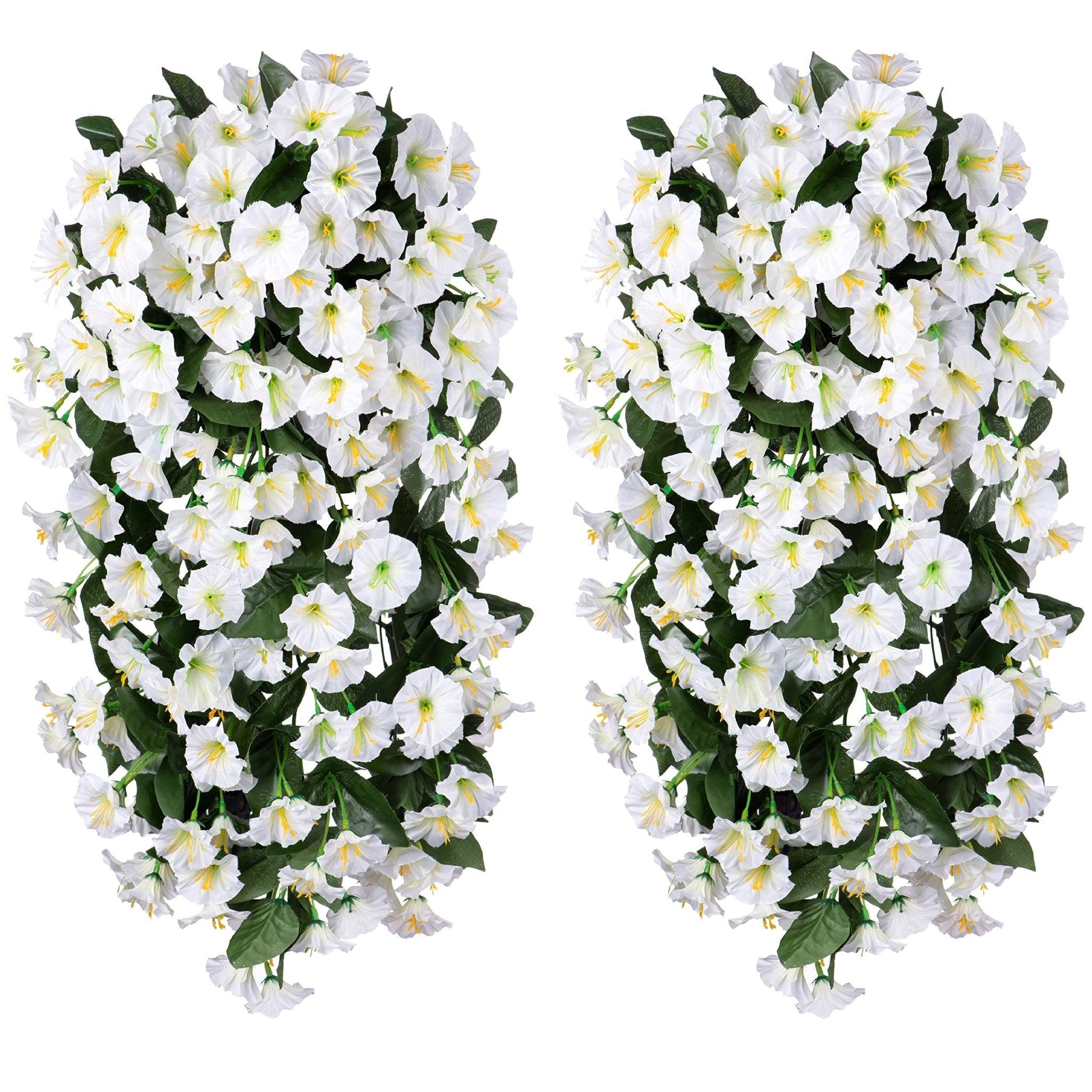 19"Faux Silk Morning Glory Vines 2PCS - White - HyeFlora