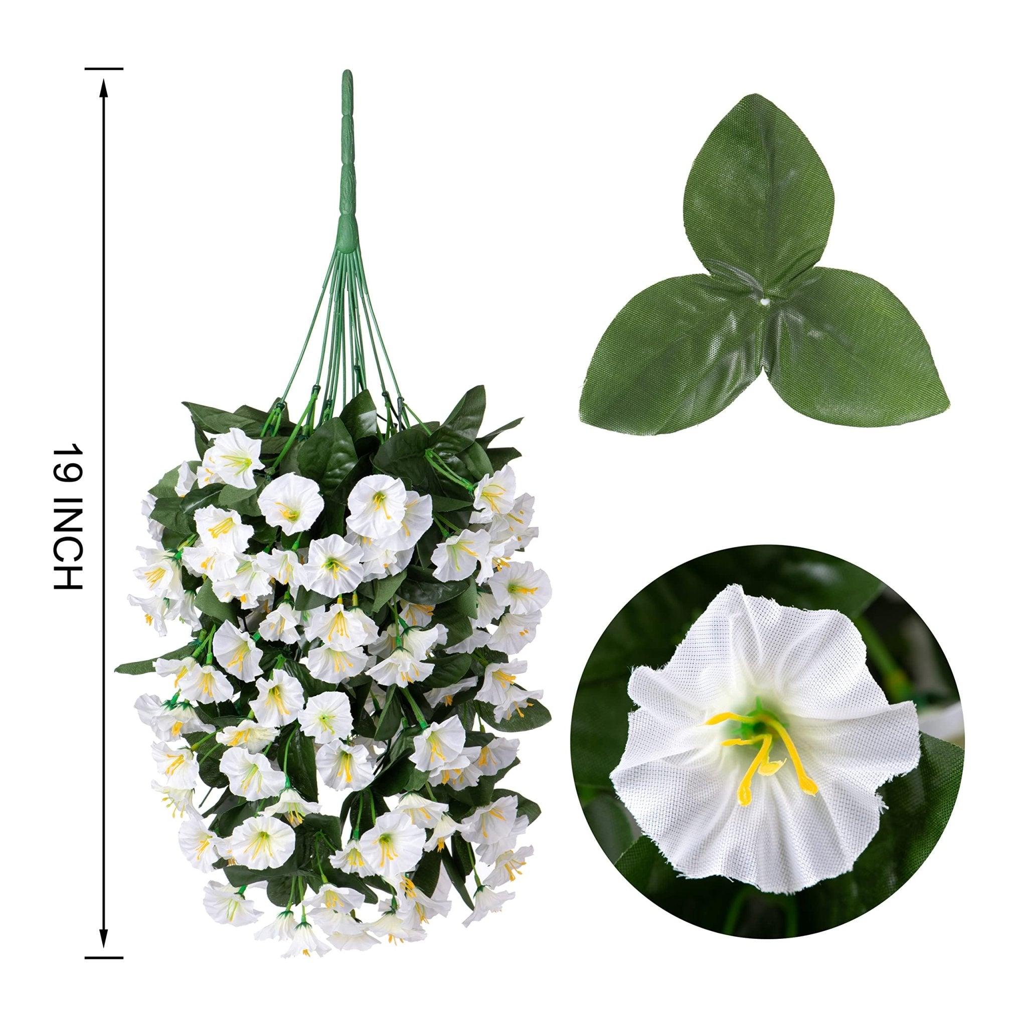19"Faux Silk Morning Glory Vines 2PCS - White - HyeFlora