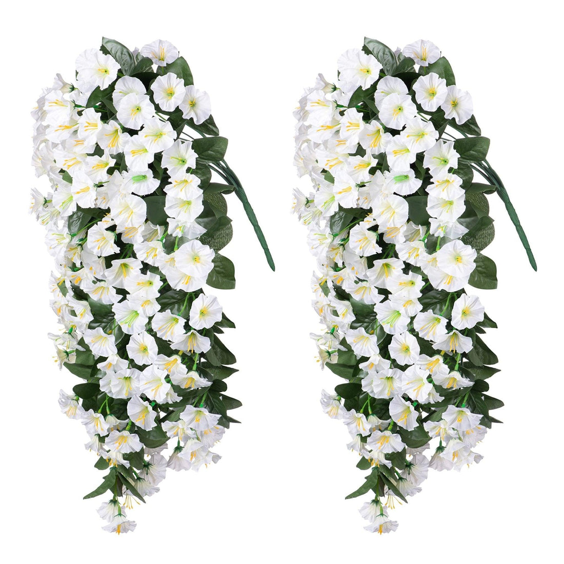 19"Faux Silk Morning Glory Vines 2PCS - White - HyeFlora