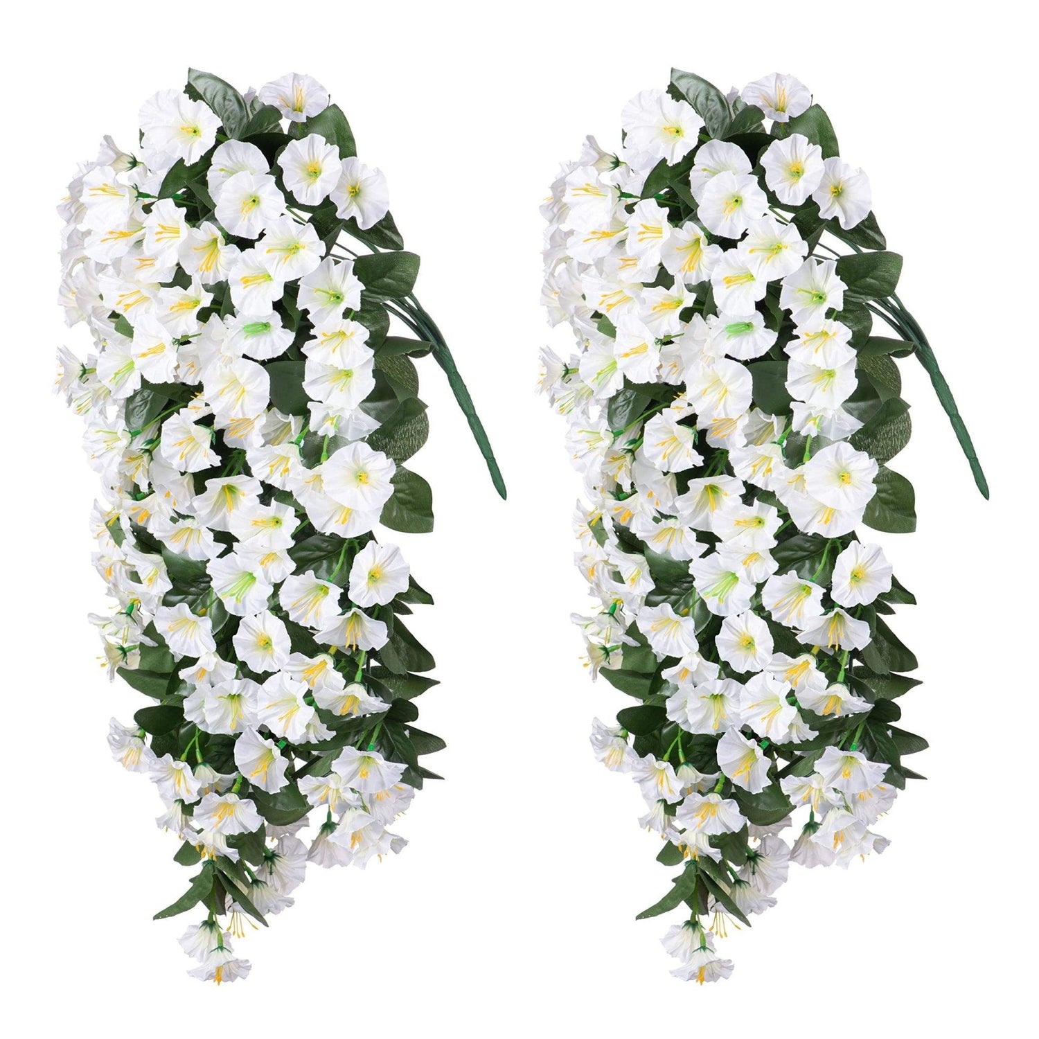 19"Faux Silk Morning Glory Vines 2PCS - White - HyeFlora