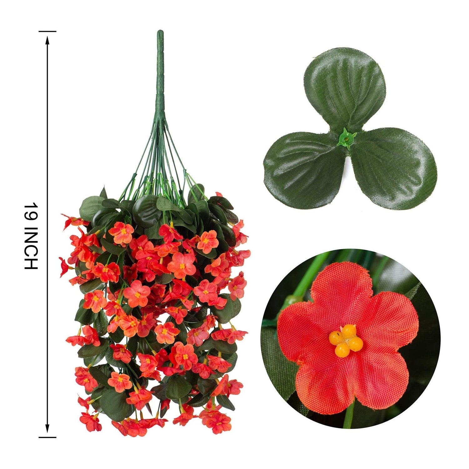 19" Faux Silk Orchid Vines 2PCS - Orange - HyeFlora