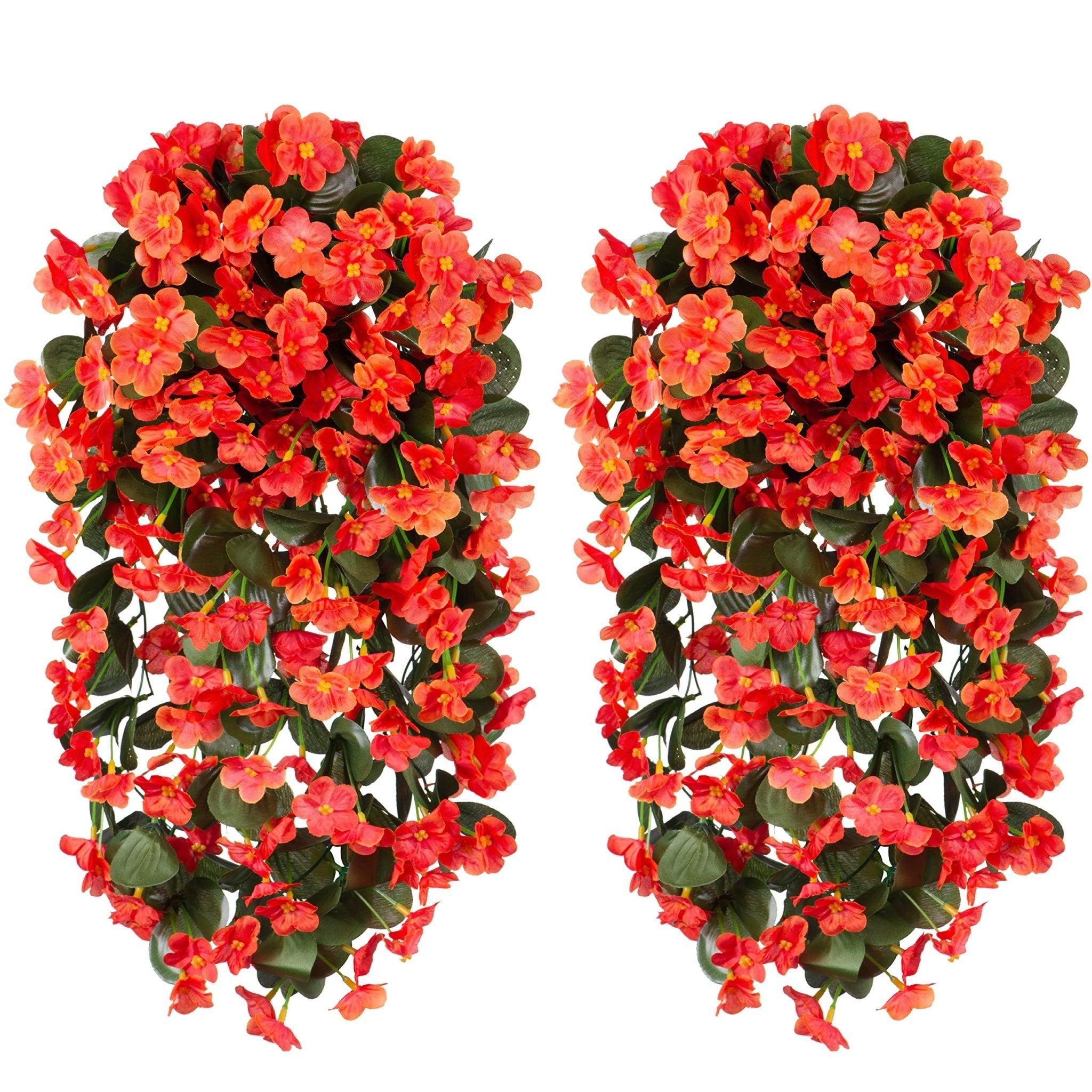 19" Faux Silk Orchid Vines 2PCS - Orange - HyeFlora