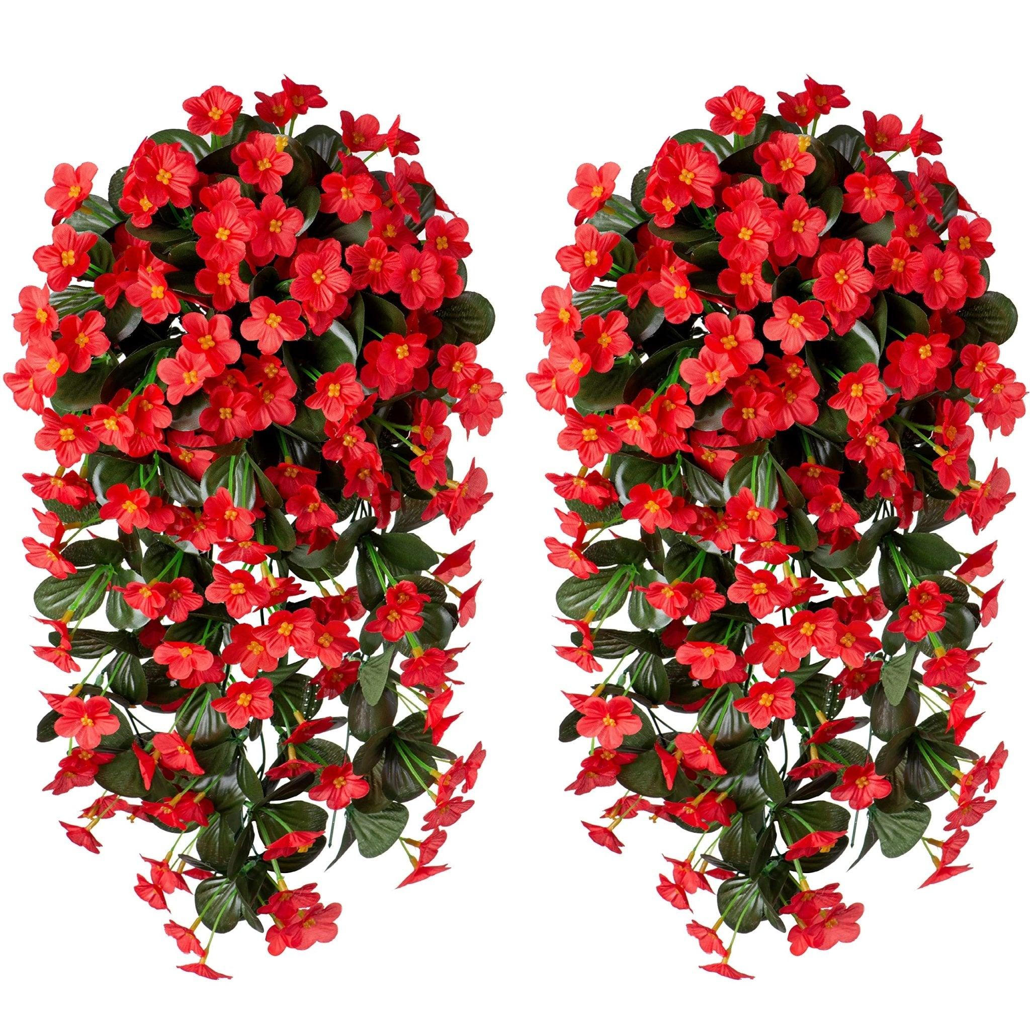 19" Faux Silk Orchid Vines 2PCS - Red - HyeFlora