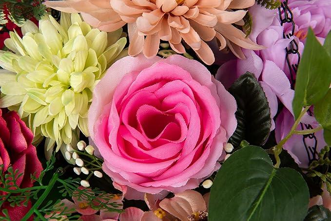 20" Fully Assembled Silk Rose Peony Arrangement - Pink Mix - HyeFlora
