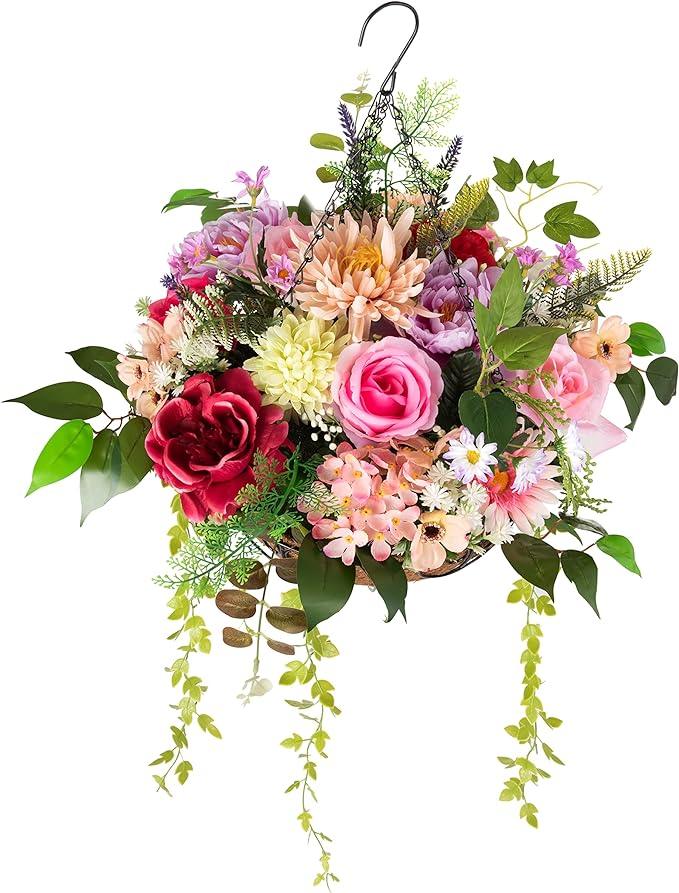 20" Fully Assembled Silk Rose Peony Arrangement - Pink Mix - HyeFlora