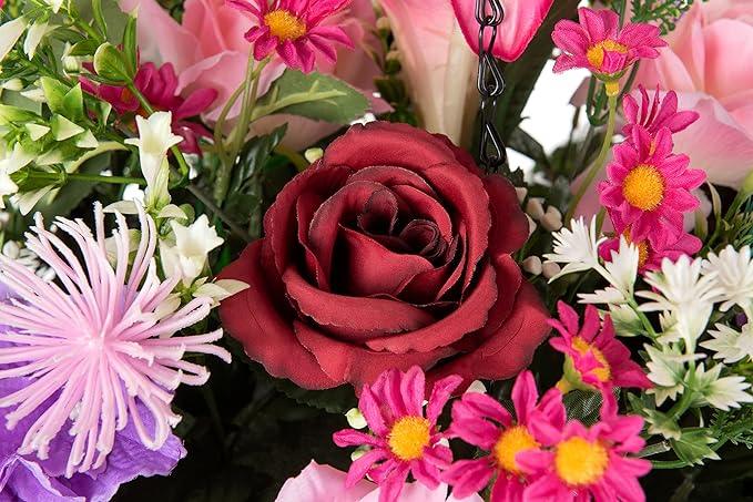 20" Fully Assembled Silk Rose Peony Arrangement - Purple Mix - HyeFlora