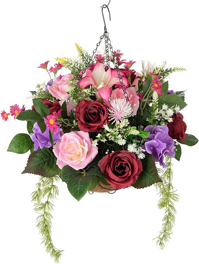 20" Fully Assembled Silk Rose Peony Arrangement - Purple Mix - HyeFlora