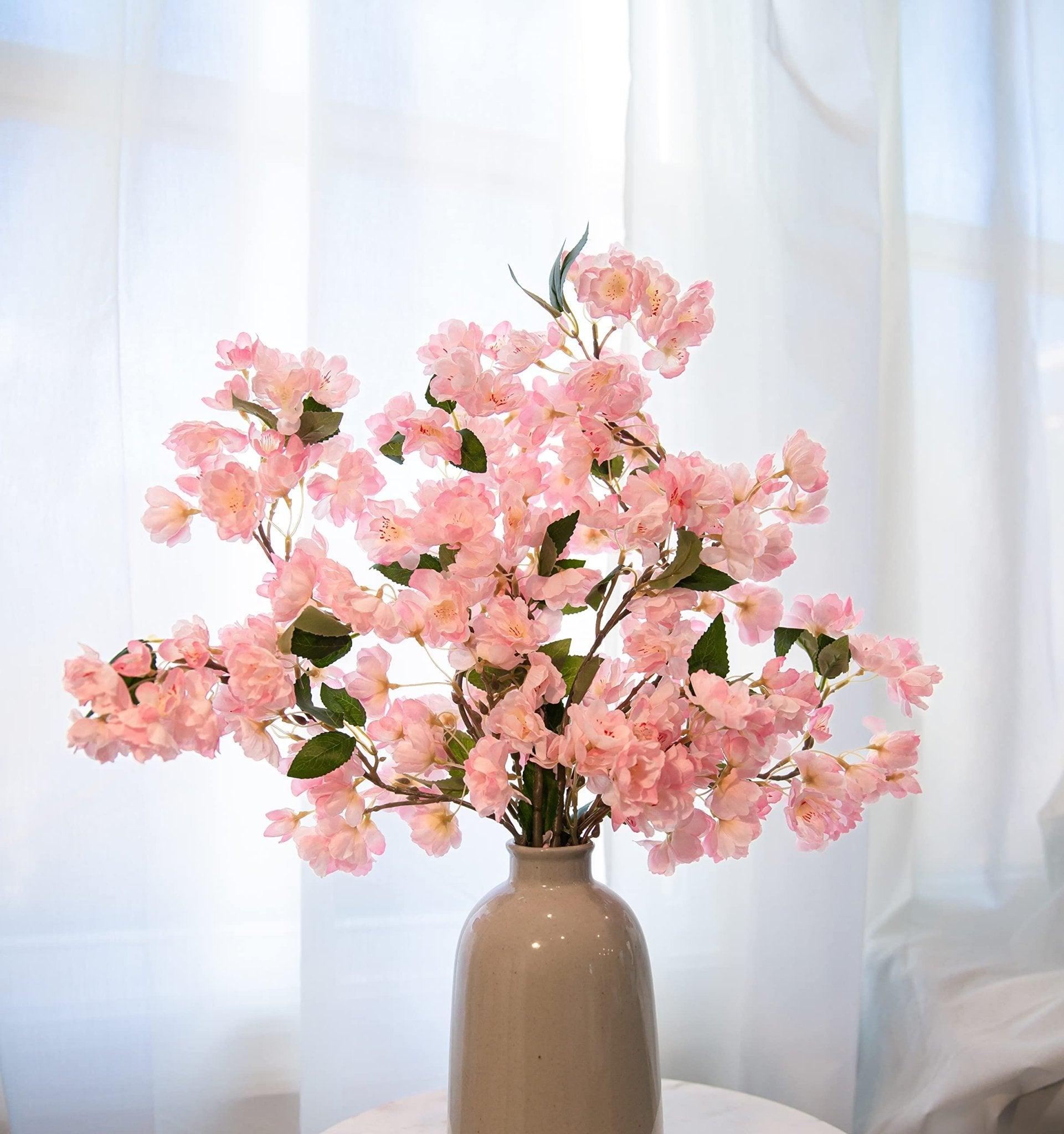35” Faux Silk Cherry Blossom Branches 3pcs - Pink - HyeFlora