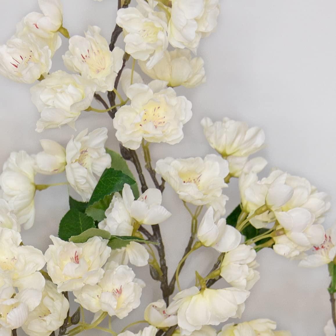 35” Faux Silk Cherry Blossom Branches 3pcs - White - HyeFlora