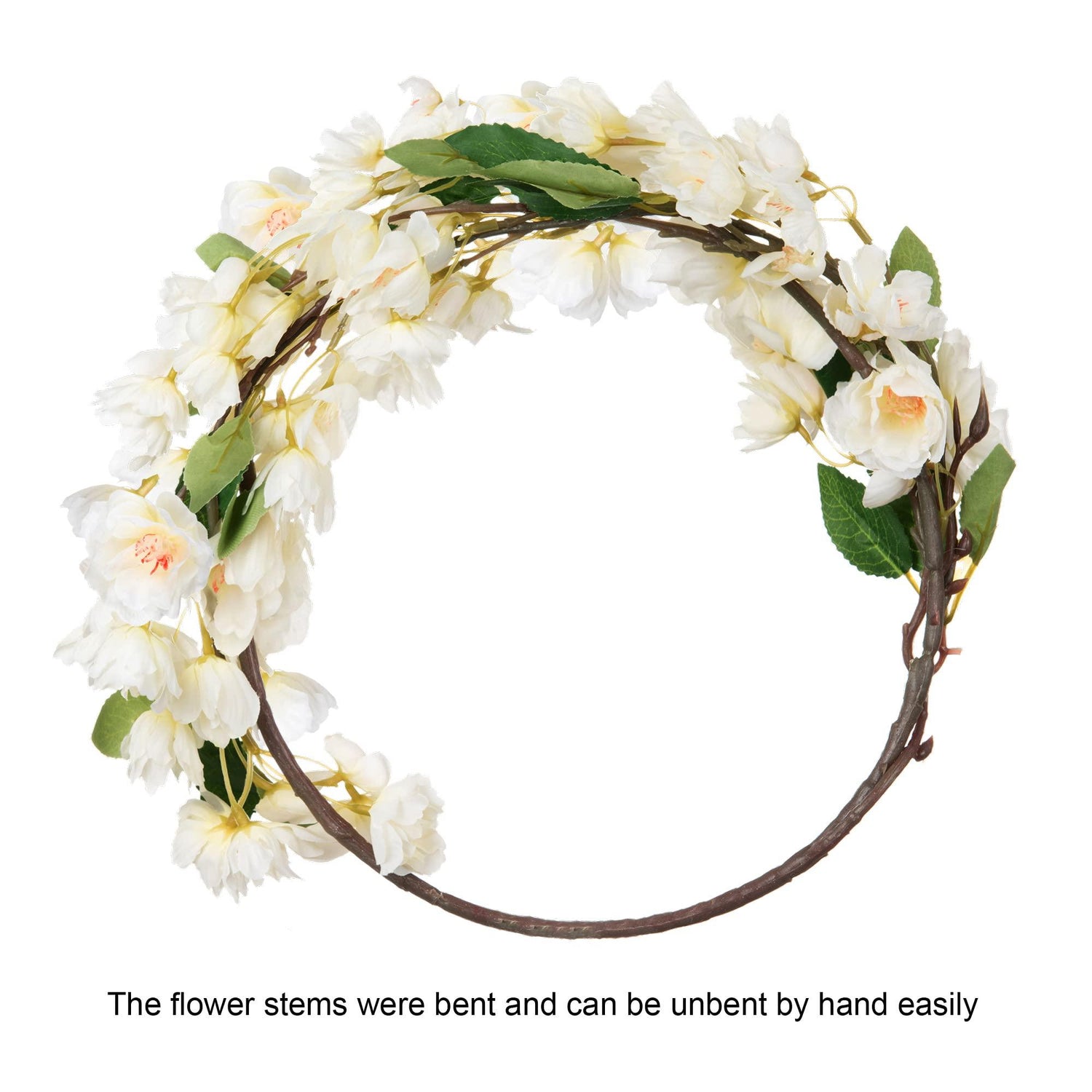 35” Faux Silk Cherry Blossom Branches 3pcs - White - HyeFlora