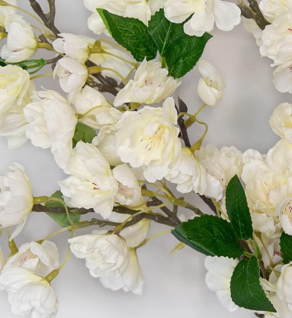 35” Faux Silk Cherry Blossom Branches 3pcs - White - HyeFlora