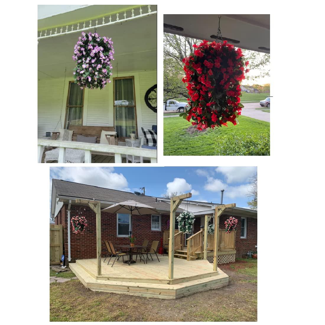 35" Faux Silk Morning Glories with Hanging Basket- White - HyeFlora