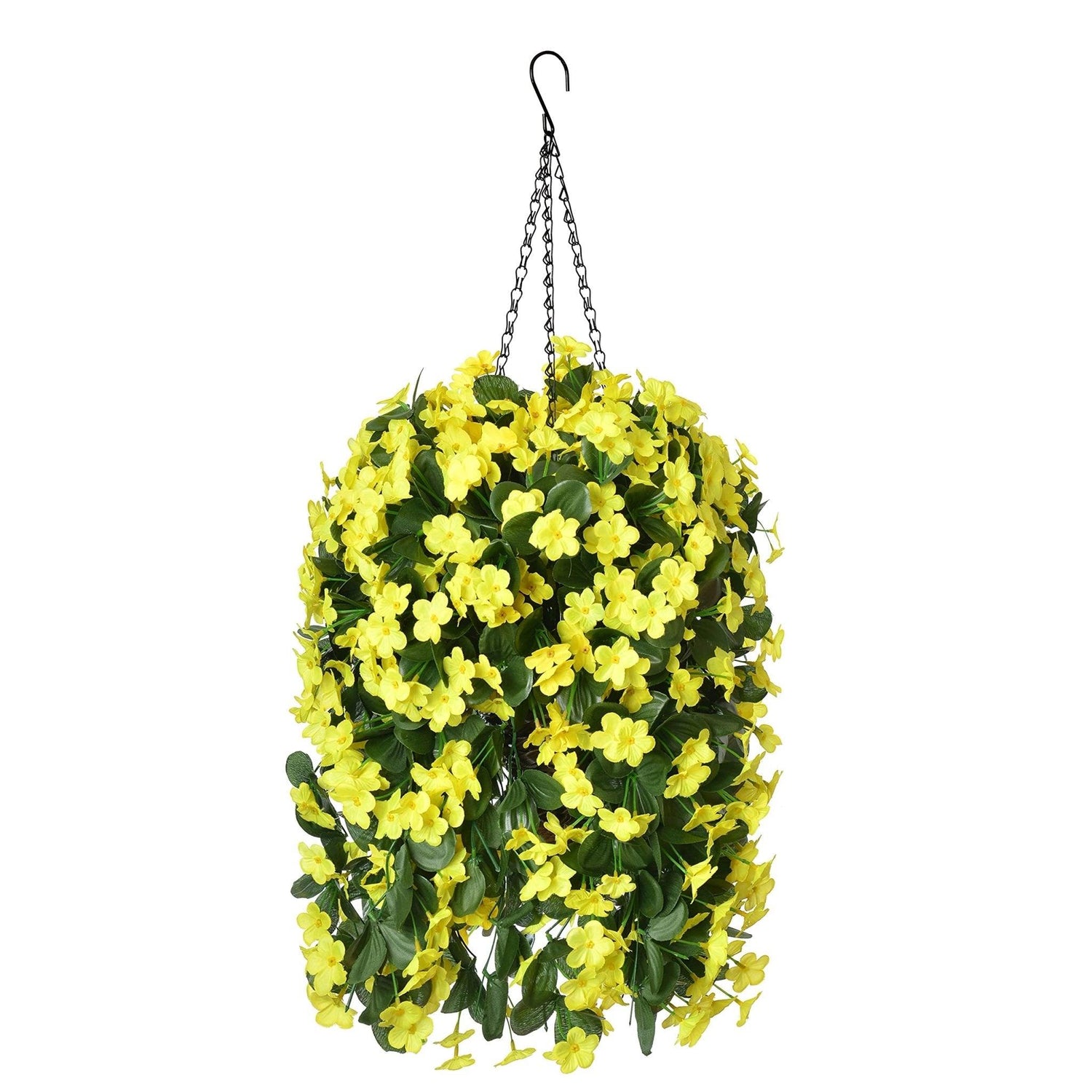 35" Faux Silk Orchid with Hanging Basket- Yellow - HyeFlora
