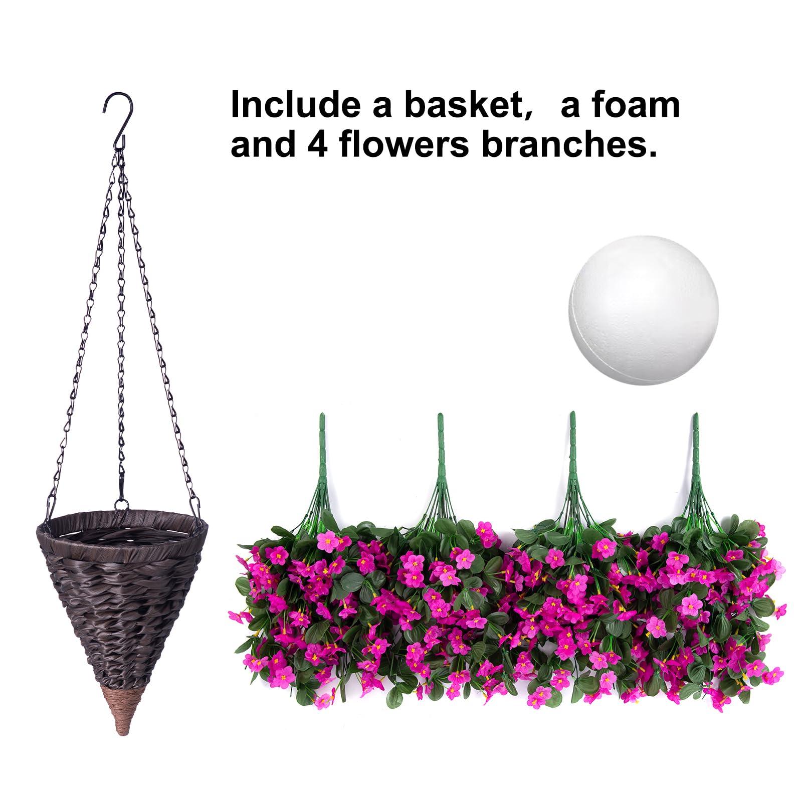 35" Faux Silk Orchid with Hanging Basket- Fuchsia - HyeFlora