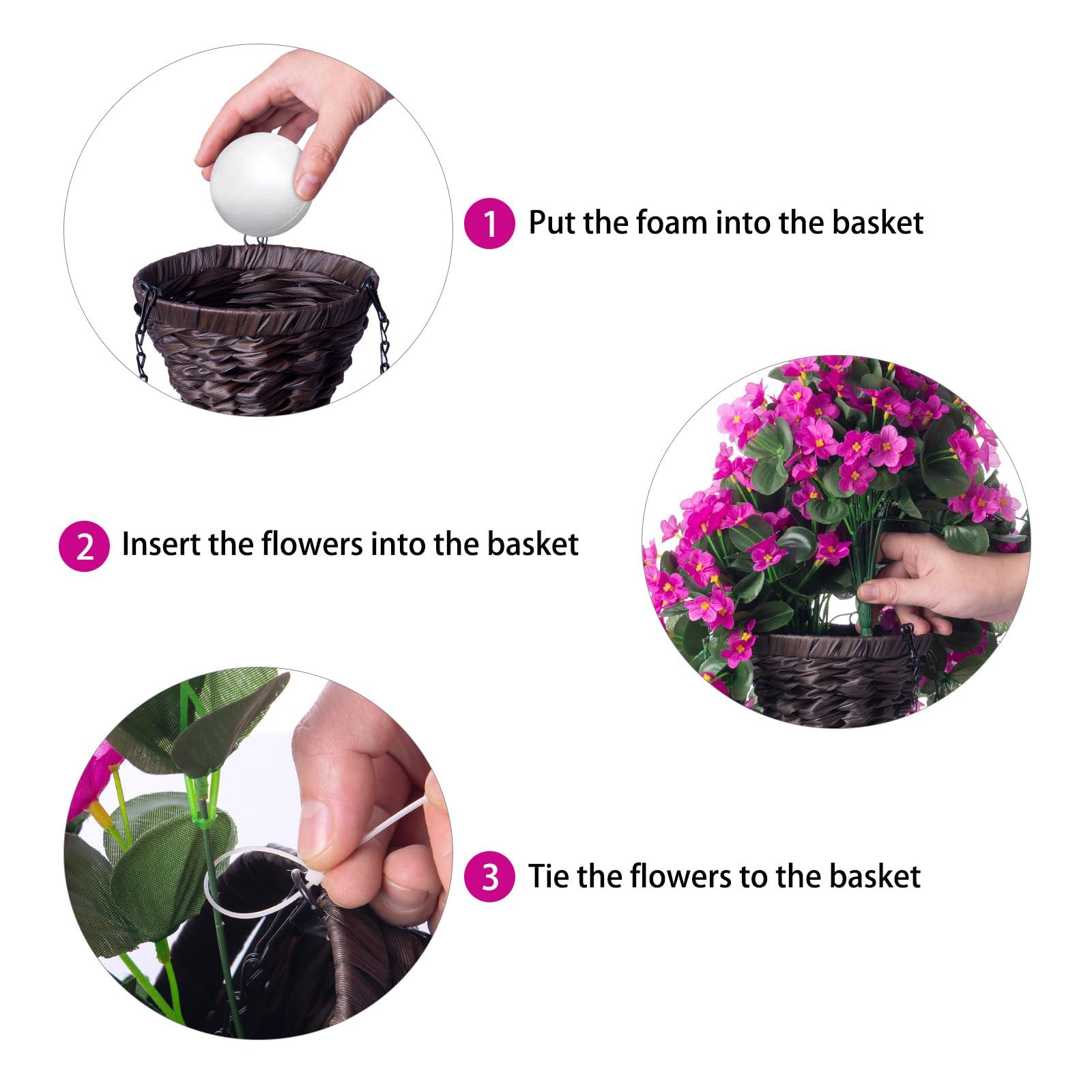 35" Faux Silk Orchid with Hanging Basket- Fuchsia - HyeFlora