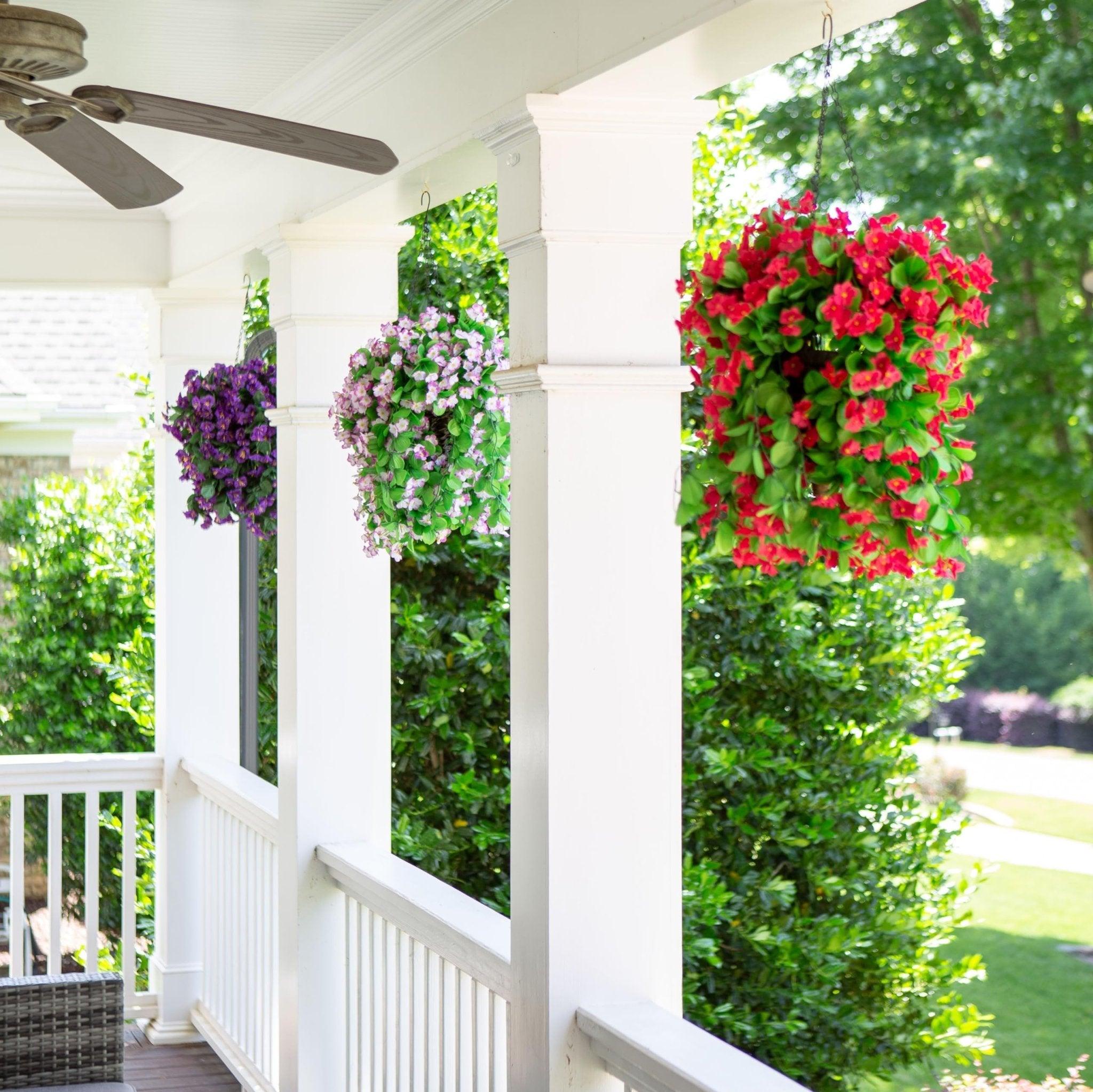 35" Faux Silk Orchid with Hanging Basket- Purple Blue - HyeFlora